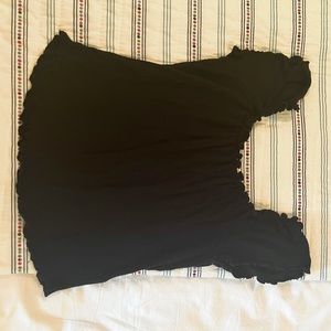 Garage Black Lettuce Edge Cropped Top